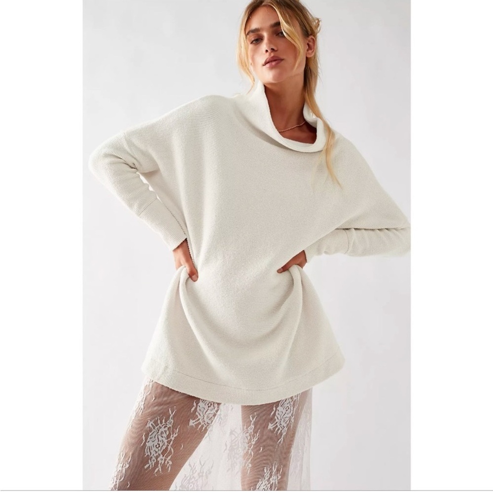 Free People Cream Cowl Neck Sweater